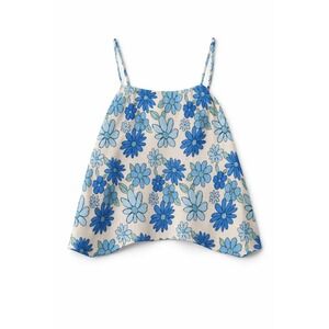 Walking On Sunshine Tank Top Girls XL Blue Floral Pleated Open Back KTP718550-N